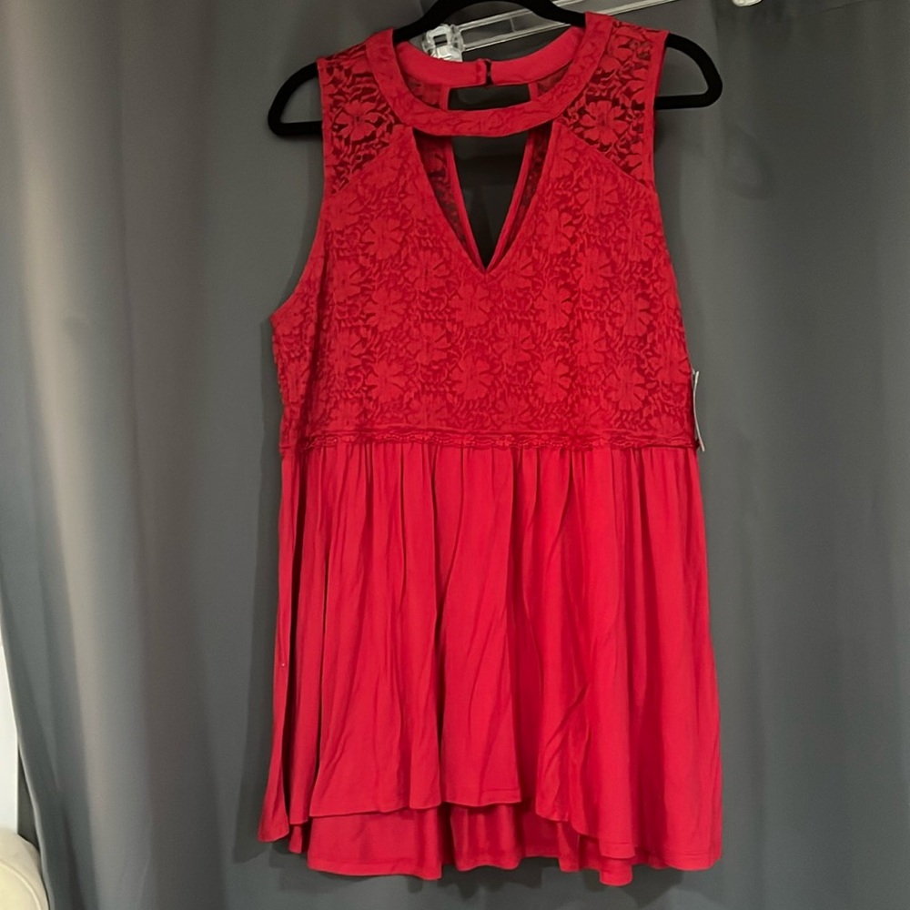 Red lacy tank